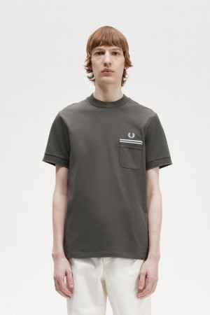 Pánské Tričko Fred Perry Twin Tipped Pocket Zelene | ECZHC95634