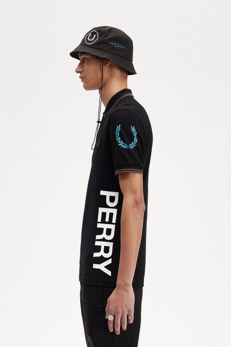 Pánské Polo Triko Fred Perry Grafická Branded Fred Perry Shirt Černé | CZJVR66157