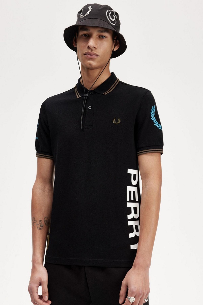 Pánské Polo Triko Fred Perry Grafická Branded Fred Perry Shirt Černé | CZJVR66157