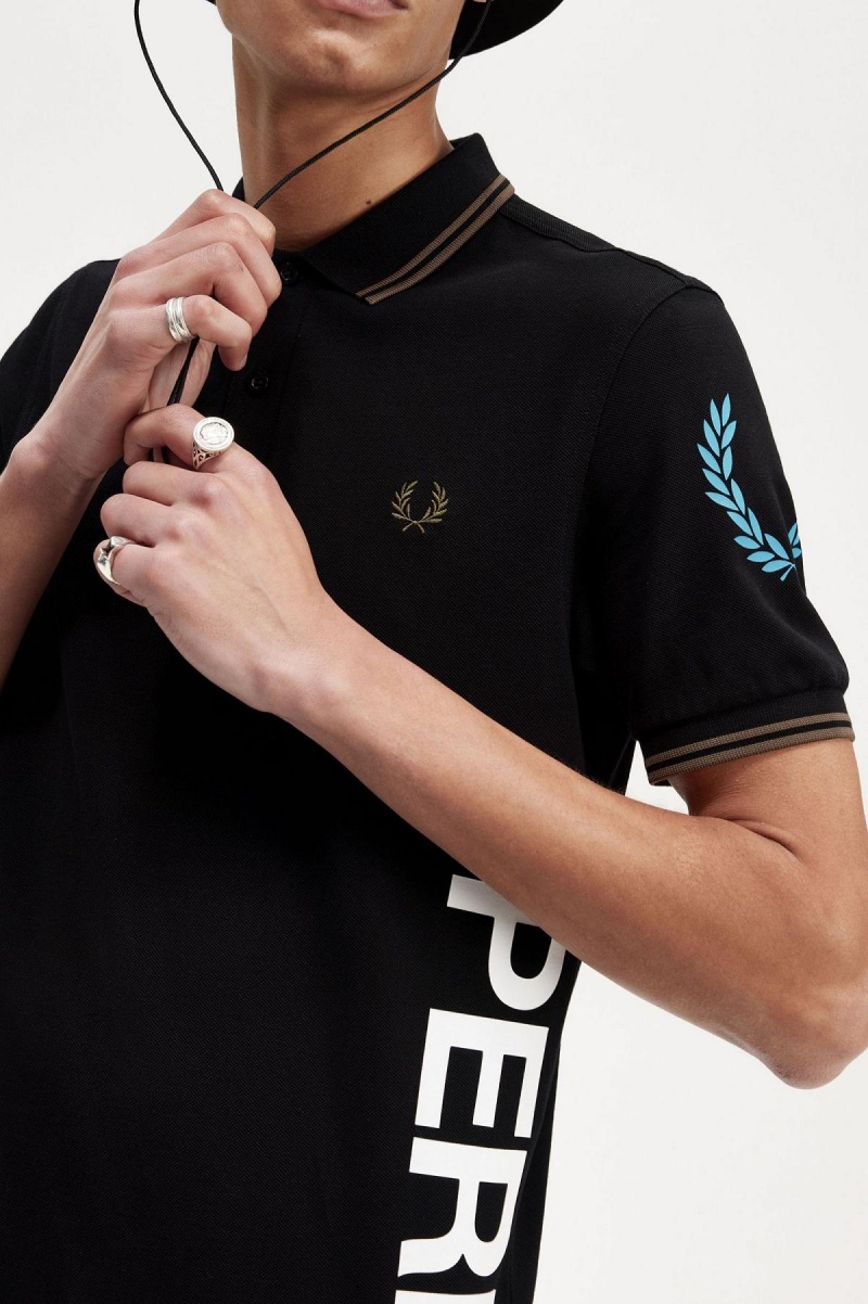 Pánské Polo Triko Fred Perry Grafická Branded Fred Perry Shirt Černé | CZJVR66157