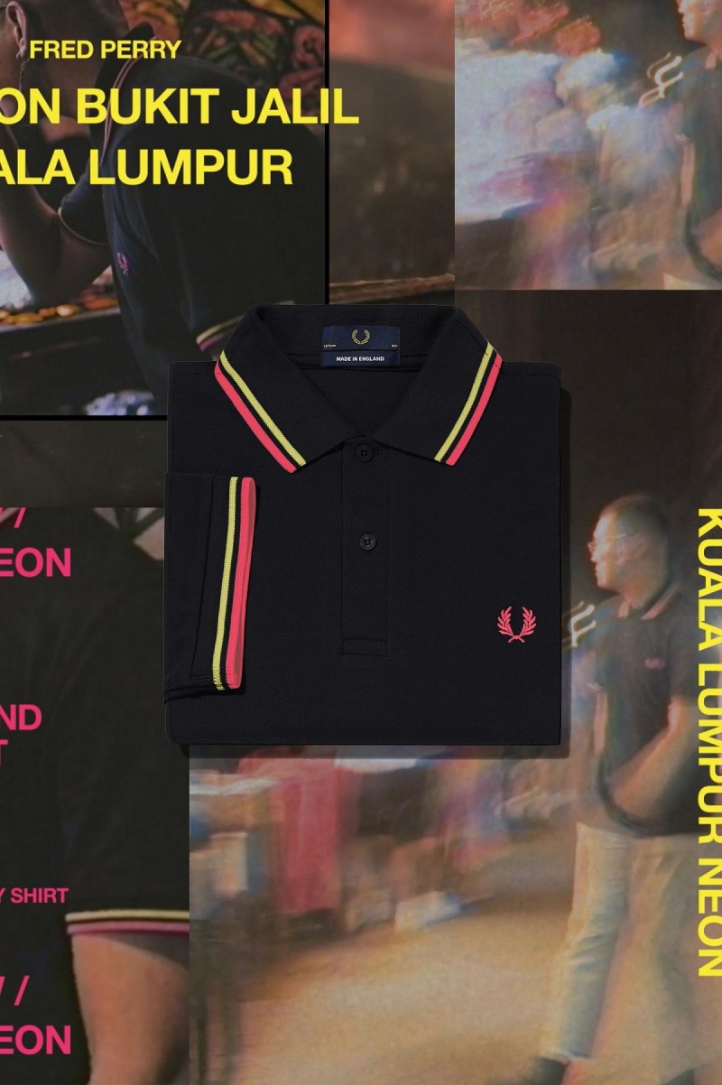 Pánské Polo Triko Fred Perry M12 Černé Žluté | YCZVQ17889